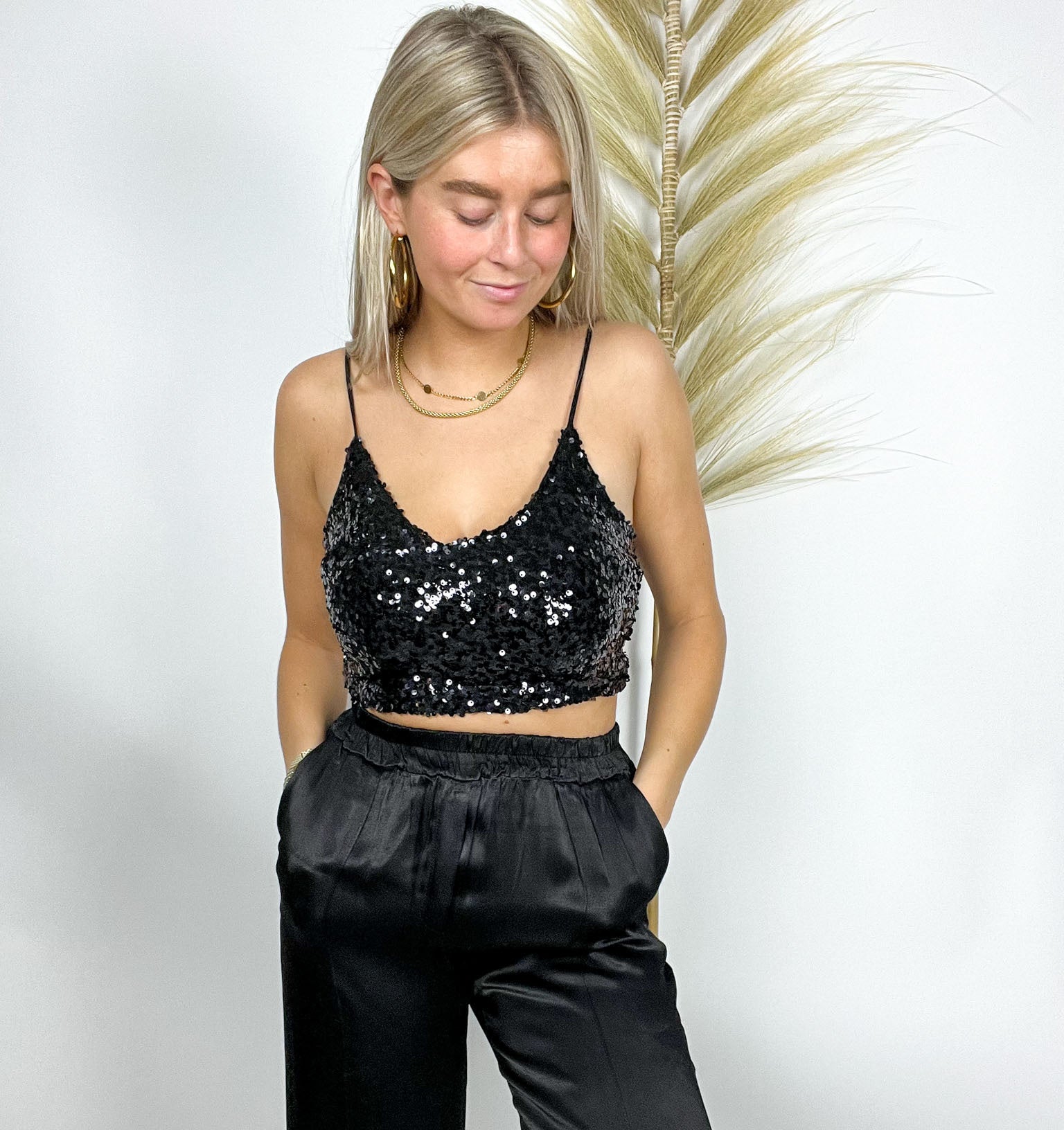 Covered in glitter Top Black