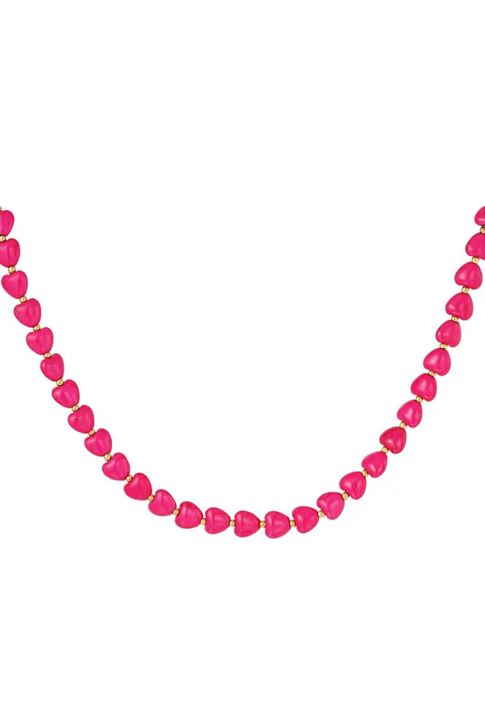 Fuchsia Hearts Necklace