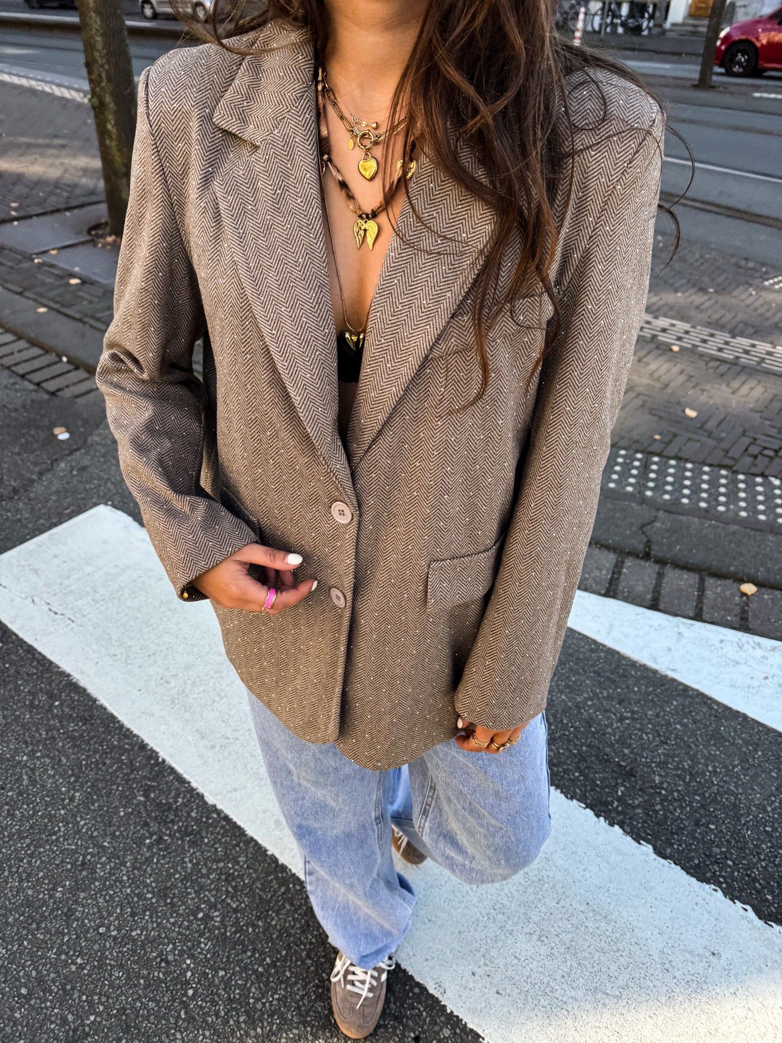 Diamond Oversized Blazer Brown