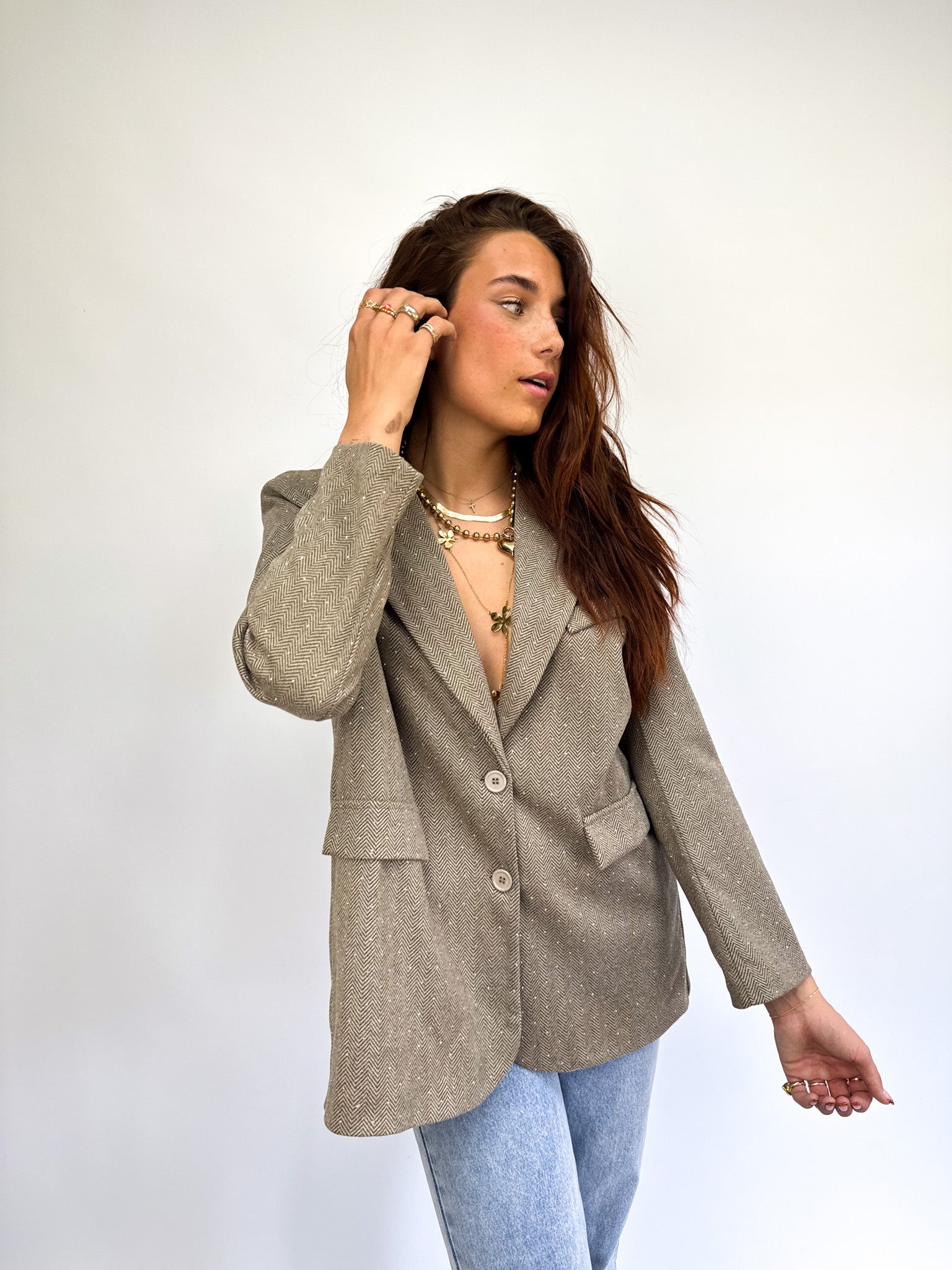 Diamond Oversized Blazer Brown