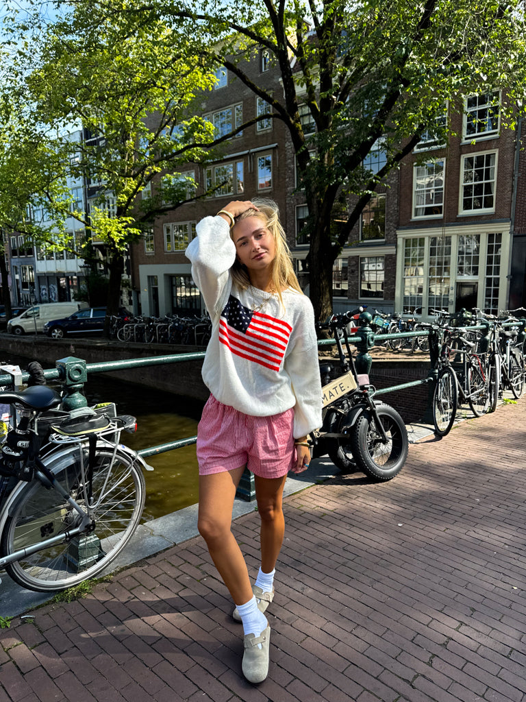 American Flag Sweater White