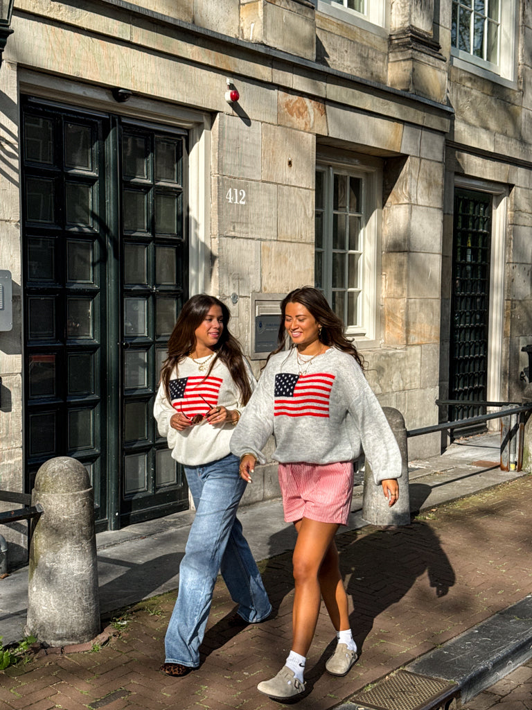 American Flag Sweater White