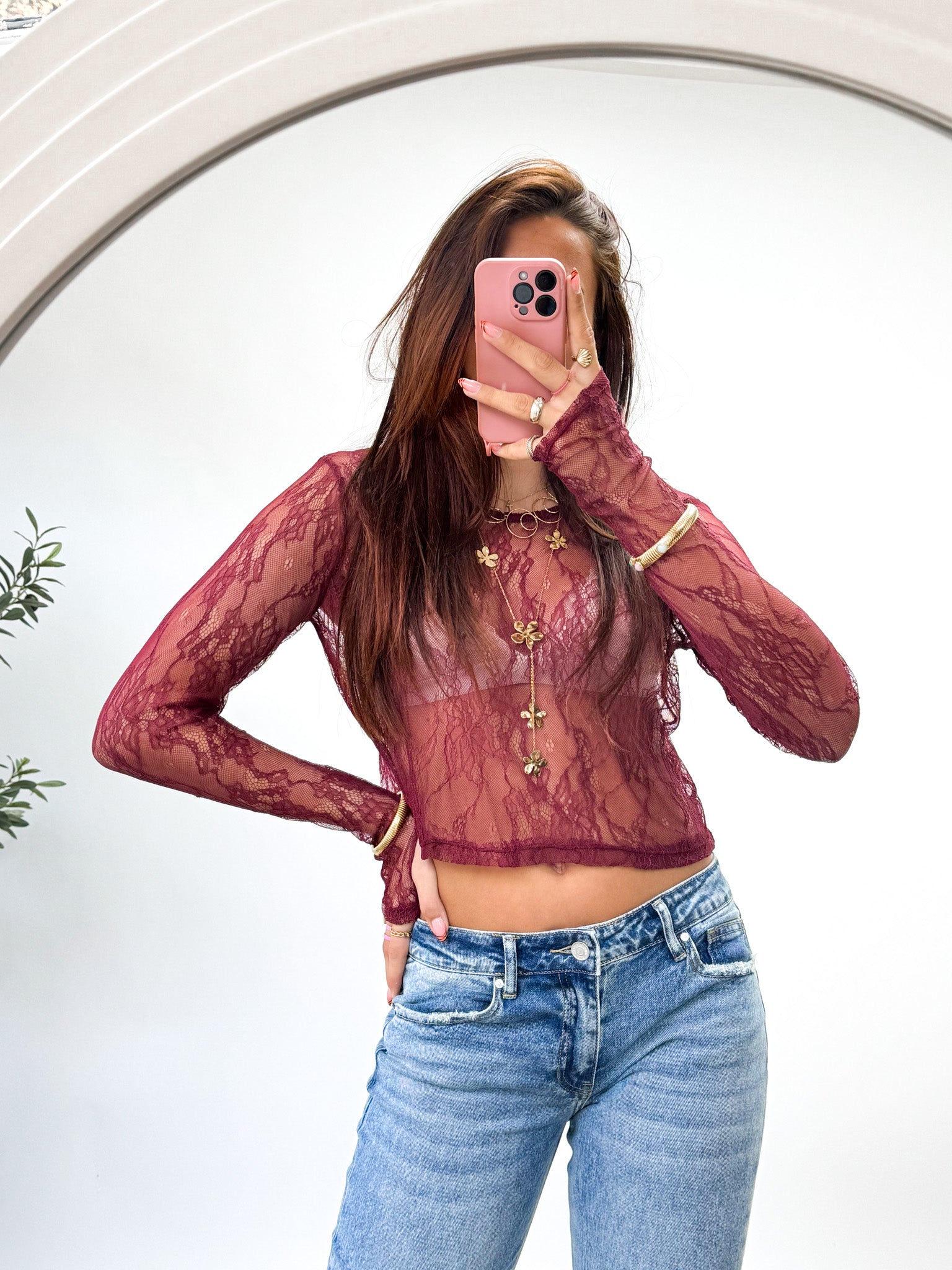 Ann Lace Top Bordeaux