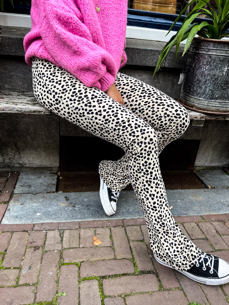 Cheetah Flared Pants Ecru