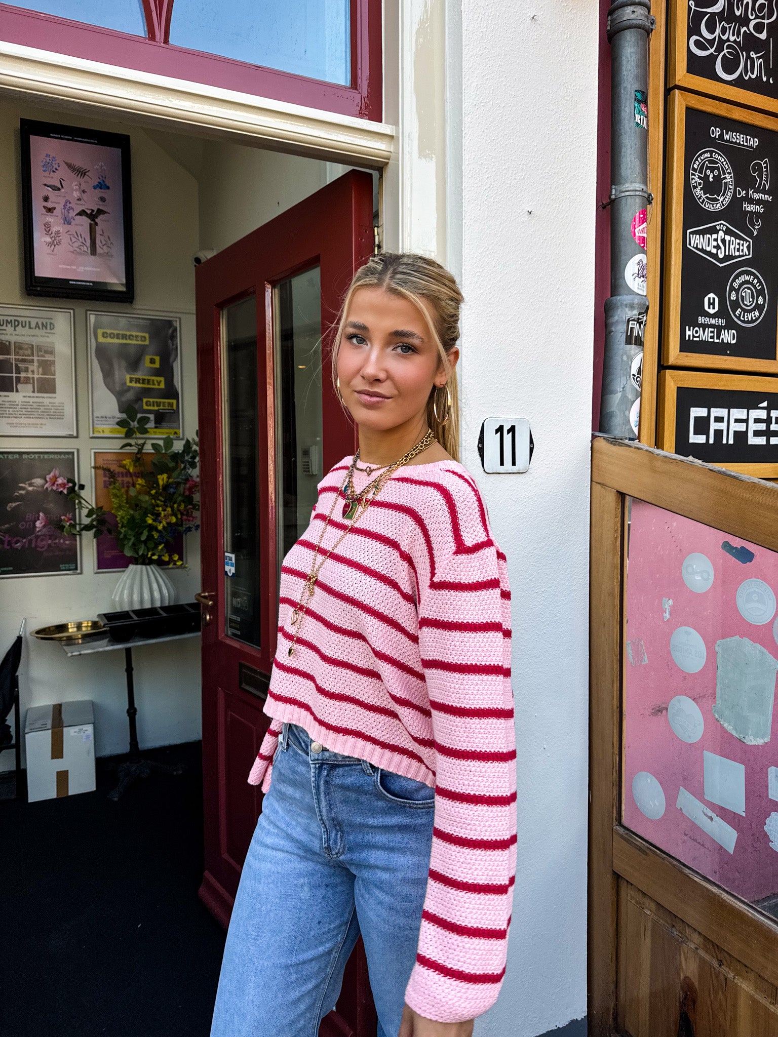 Claire Top Striped Pink