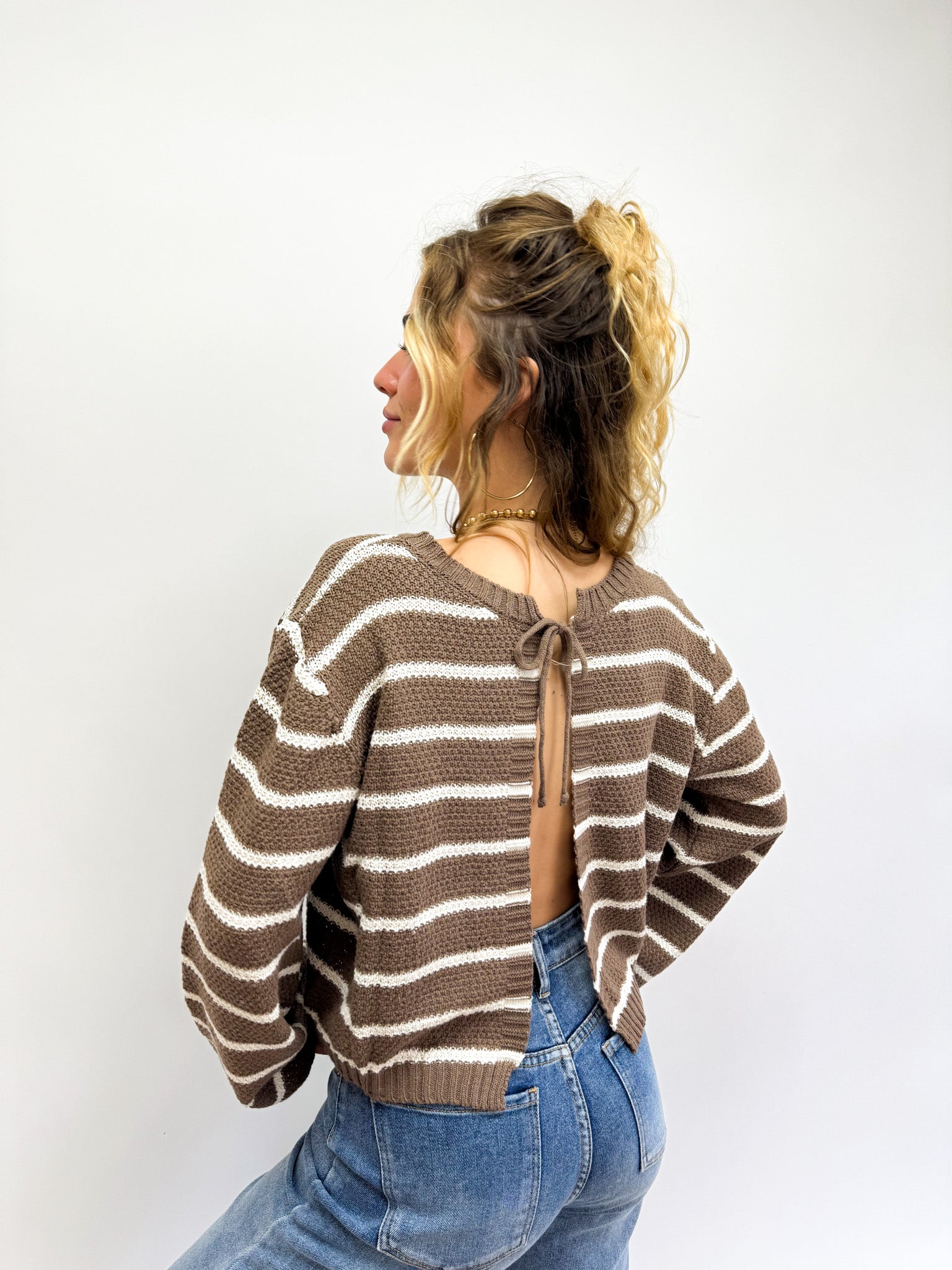 Claire Top Striped Brown