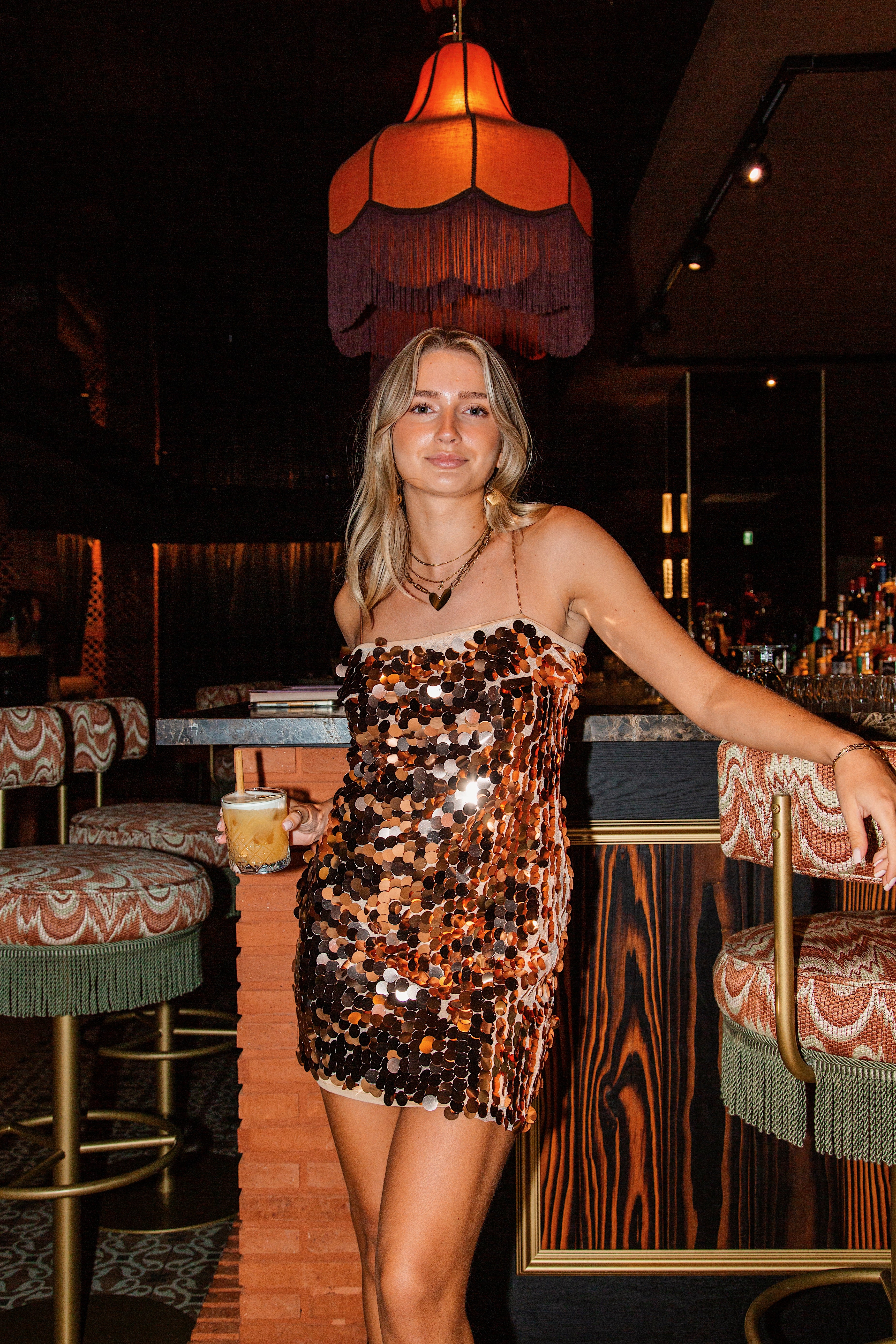 Cosmic Glow Dress Bronze