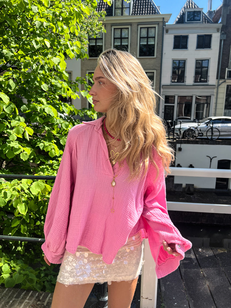 Doutzen Balloon Sleeve Blouse Pink