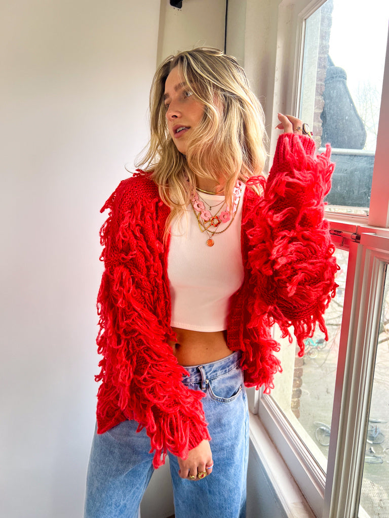 Fringe Vest Coral