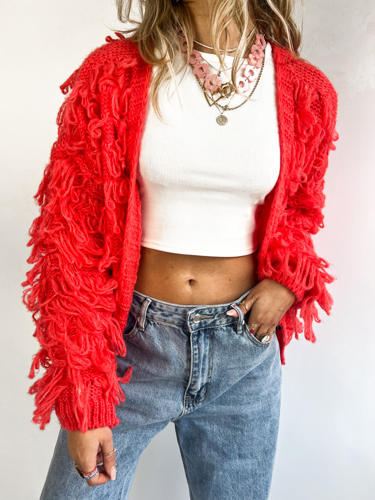 Fringe Vest Coral