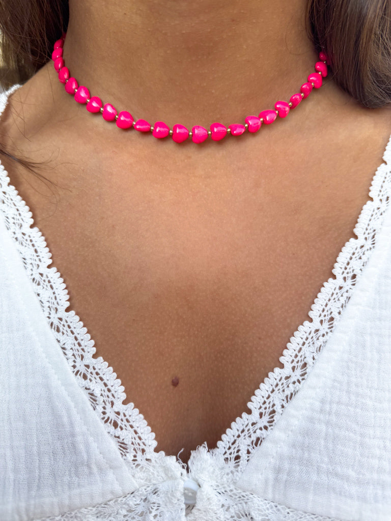 Fuchsia Hearts Necklace 