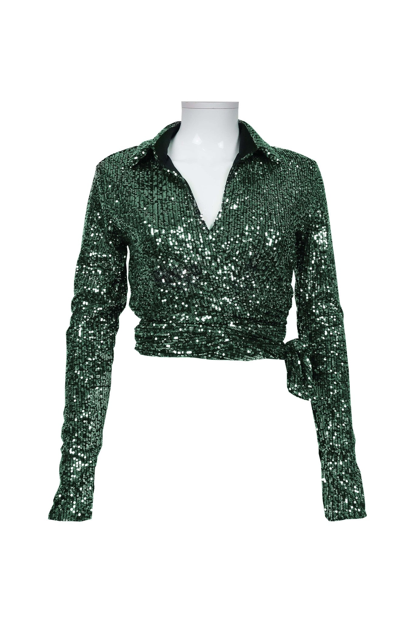 Sequin Wrap Top Green