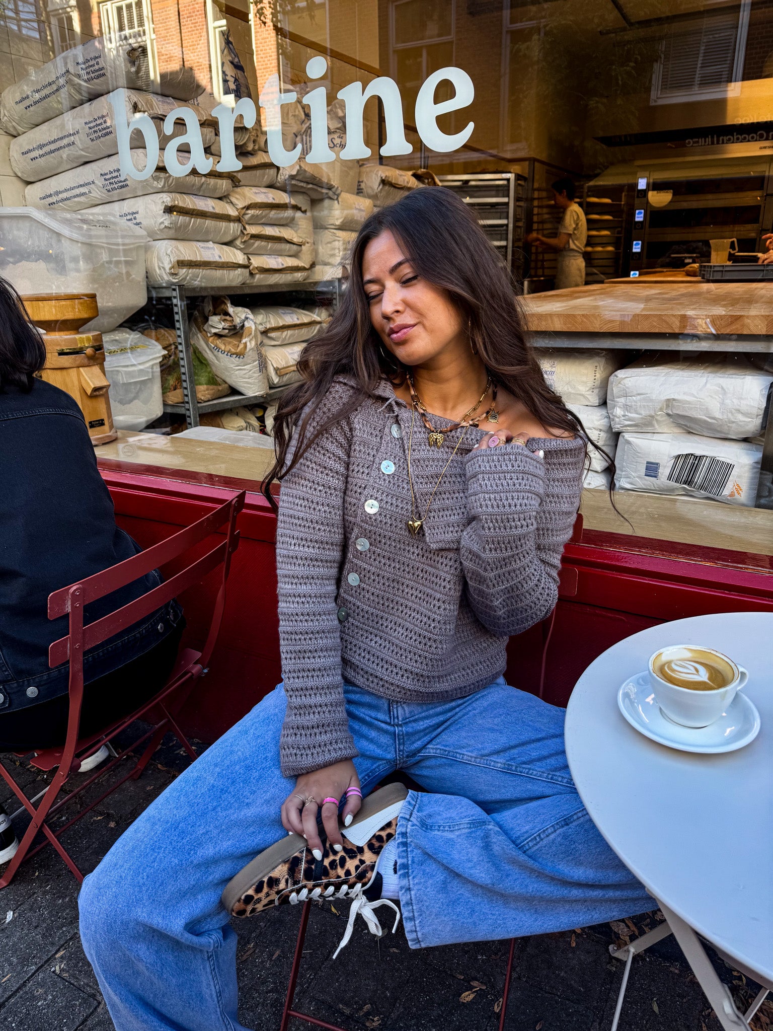 Leah Off Shoulder Knit Taupe