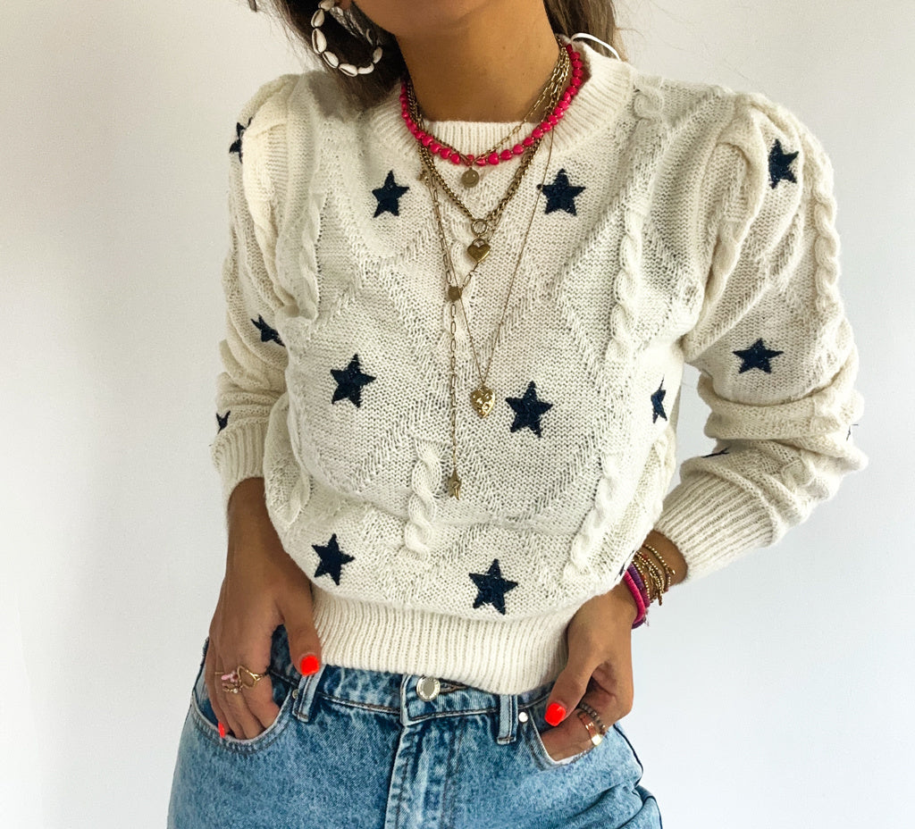 Lisa Star Knit White