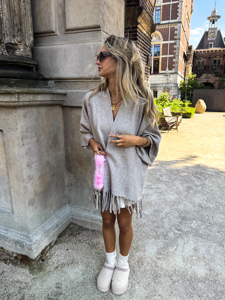 Mila Fringe Vest Taupe