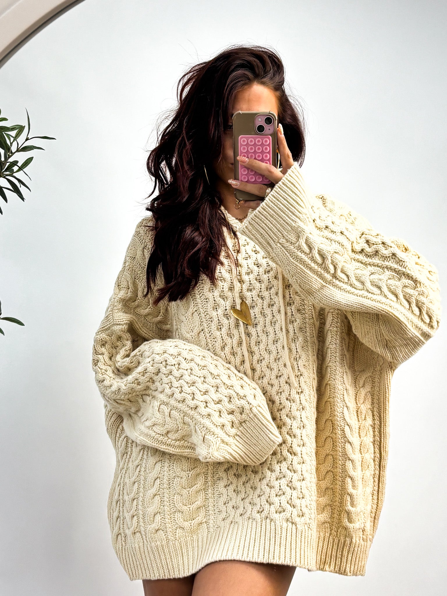 Muse Knitted Hoodie Beige