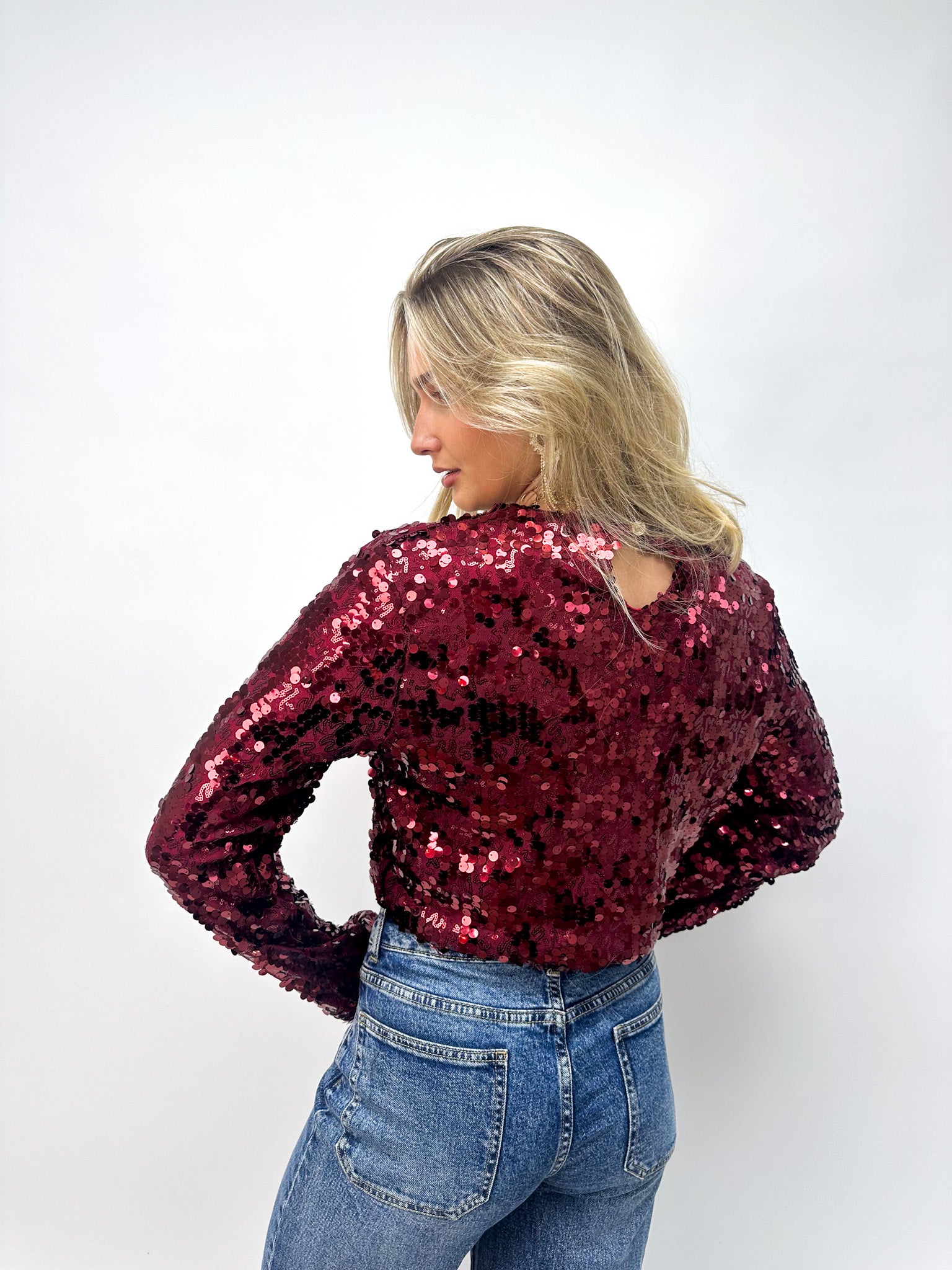 North Glitter Top Bordeaux