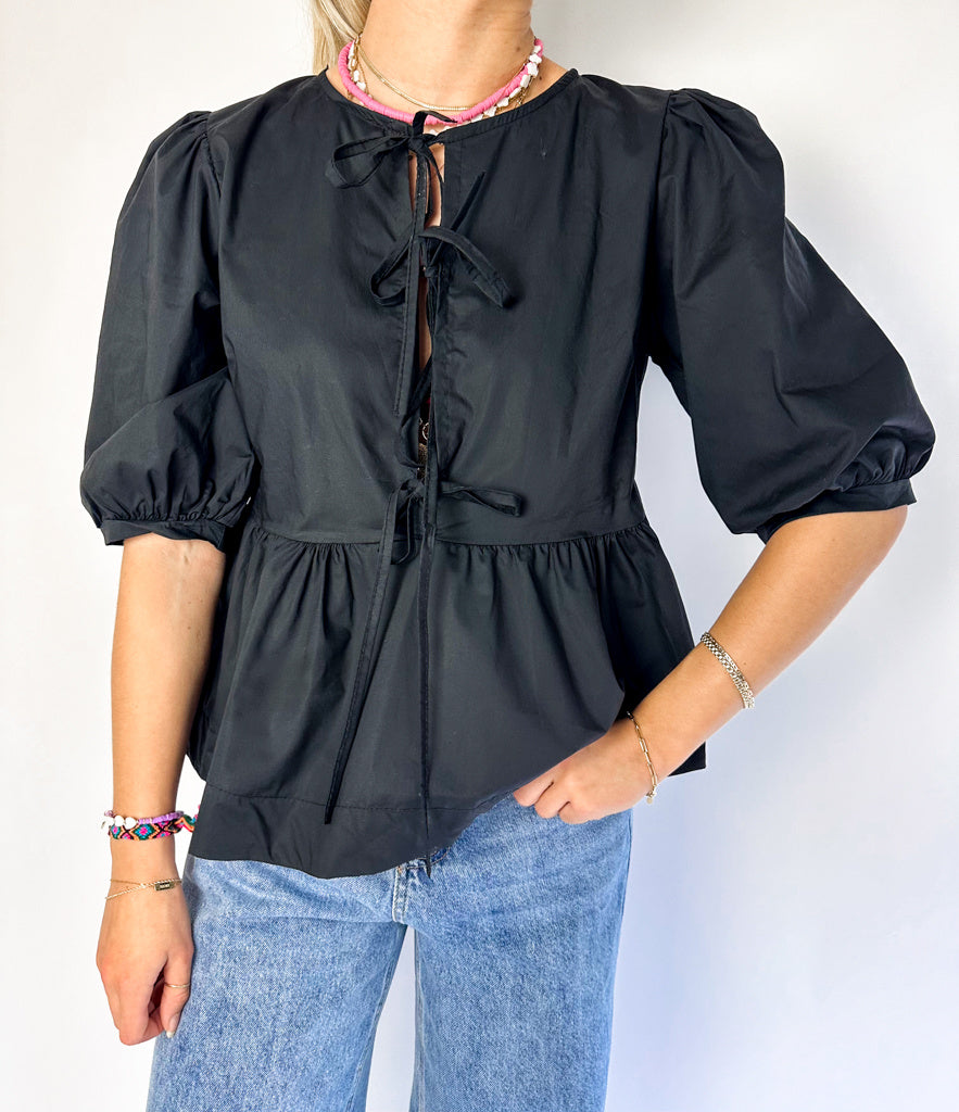 Poplin Top Black