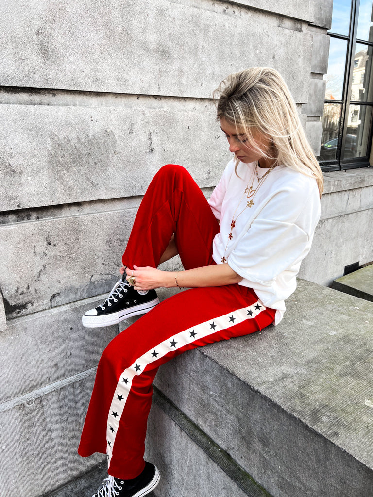 Star Joggings Pants Red