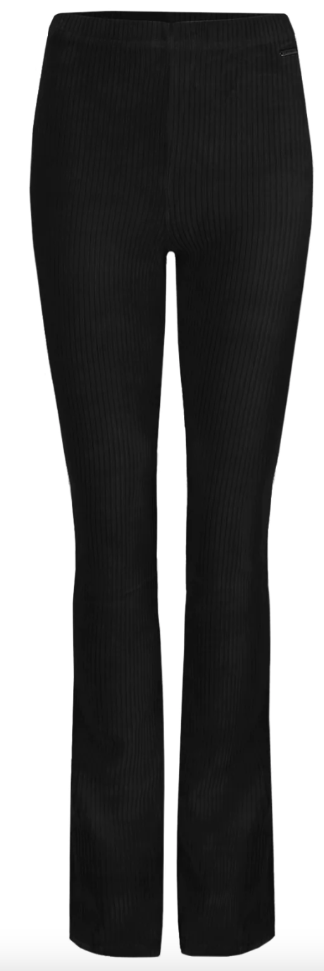 Julie Rib Flared Pants Black