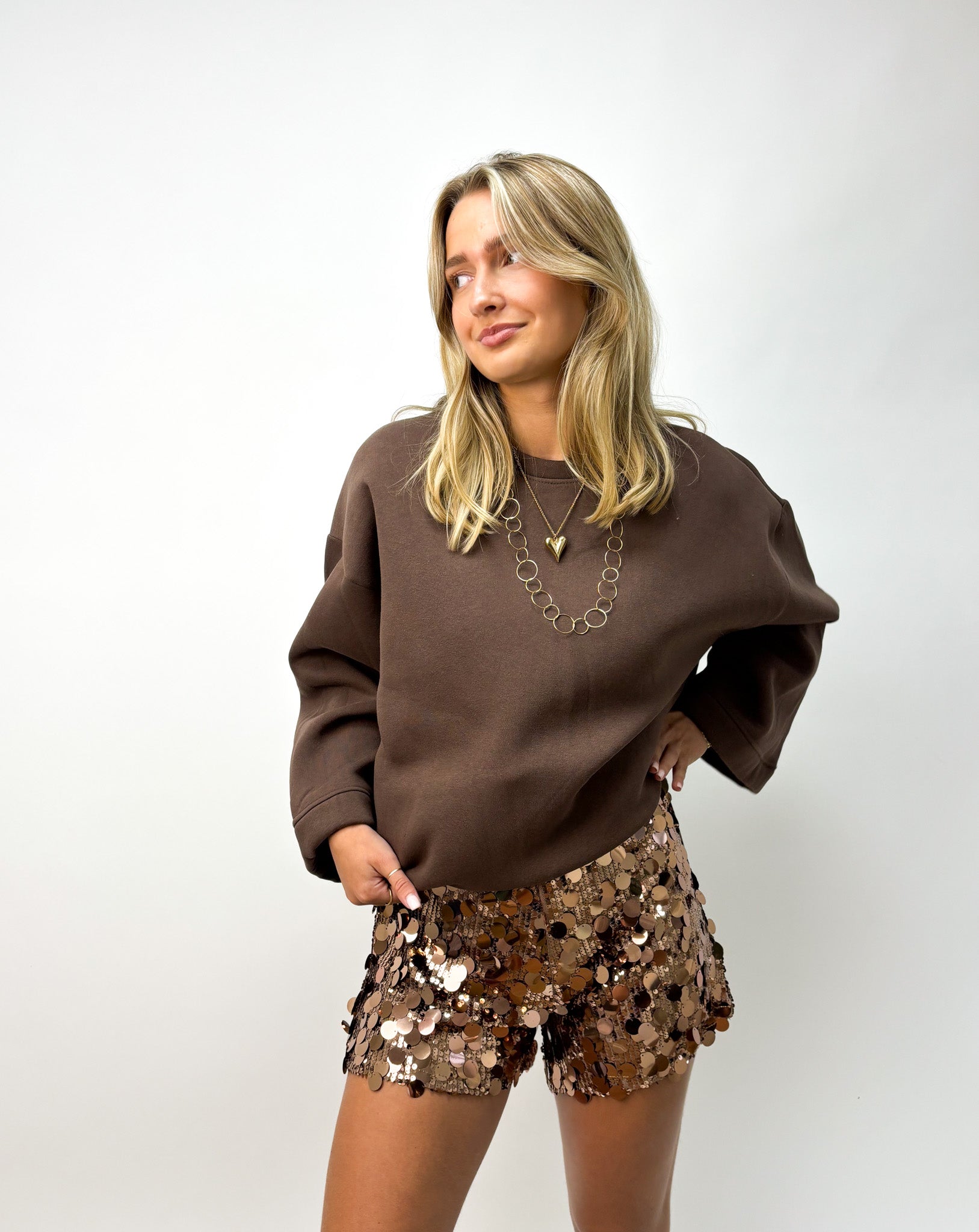 Twinkle Glitter Shorts Bronze