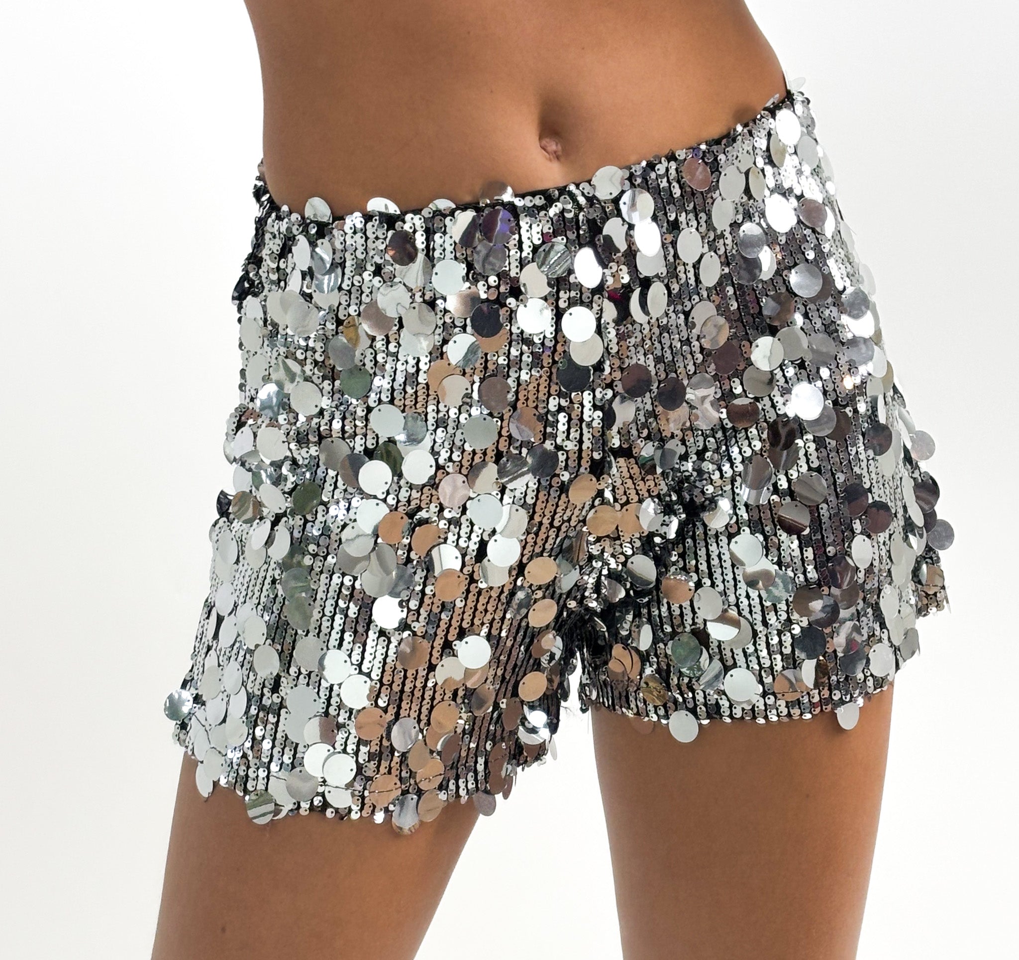 Twinkle Glitter Shorts Silver