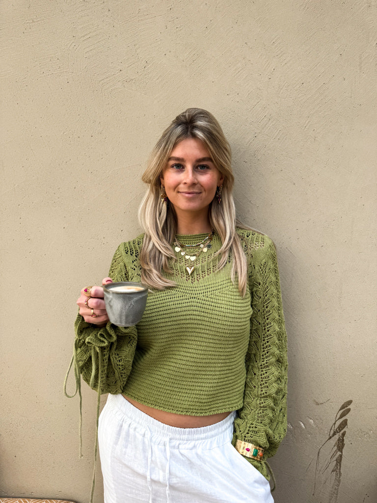 Wavy Knitted Top Green