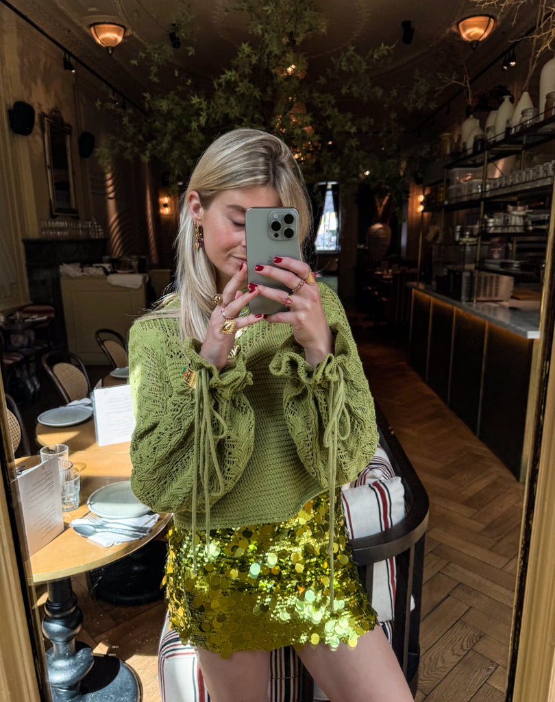 Wavy Knitted Top Green