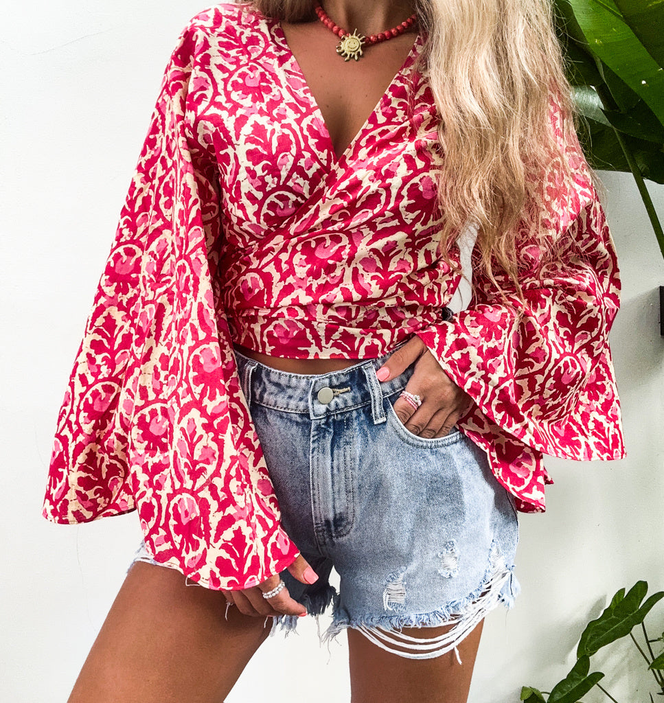 You belong to me Kimono Top Pink