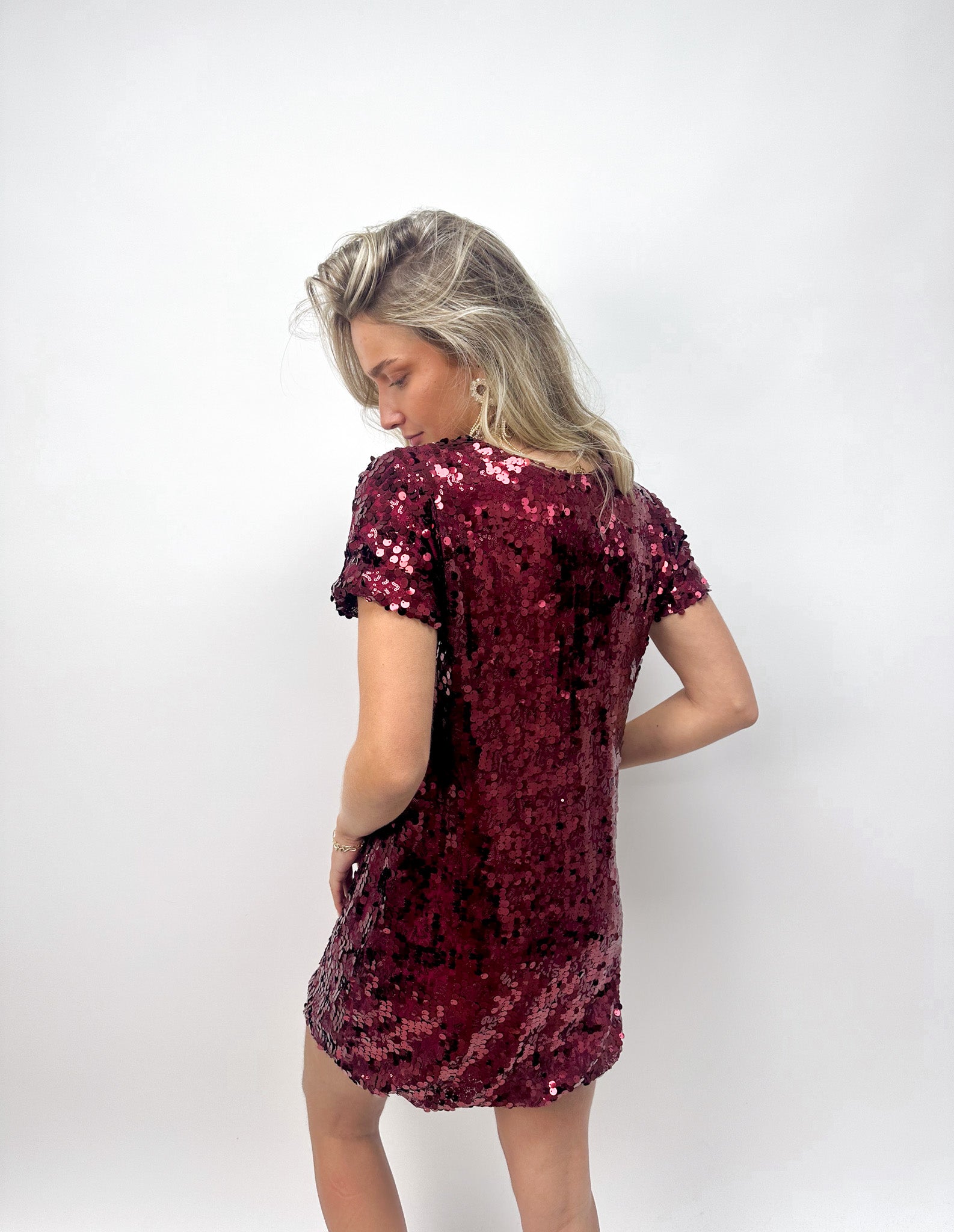 Yule Sparkle Dress Bordeaux