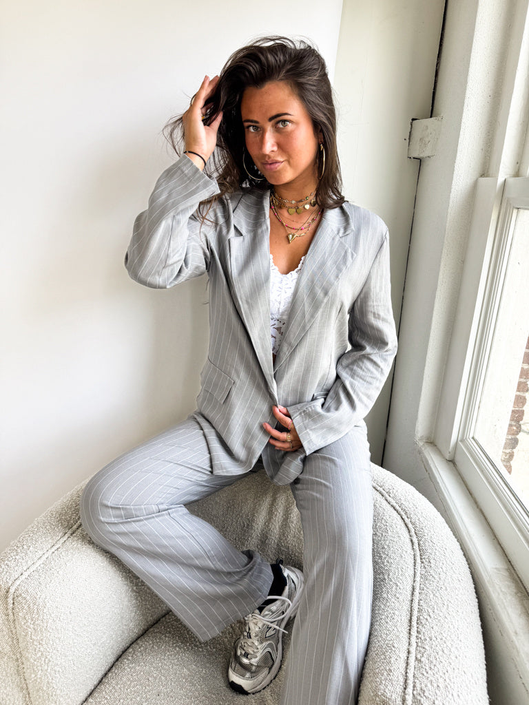 Zoe Linnen Blazer Grey