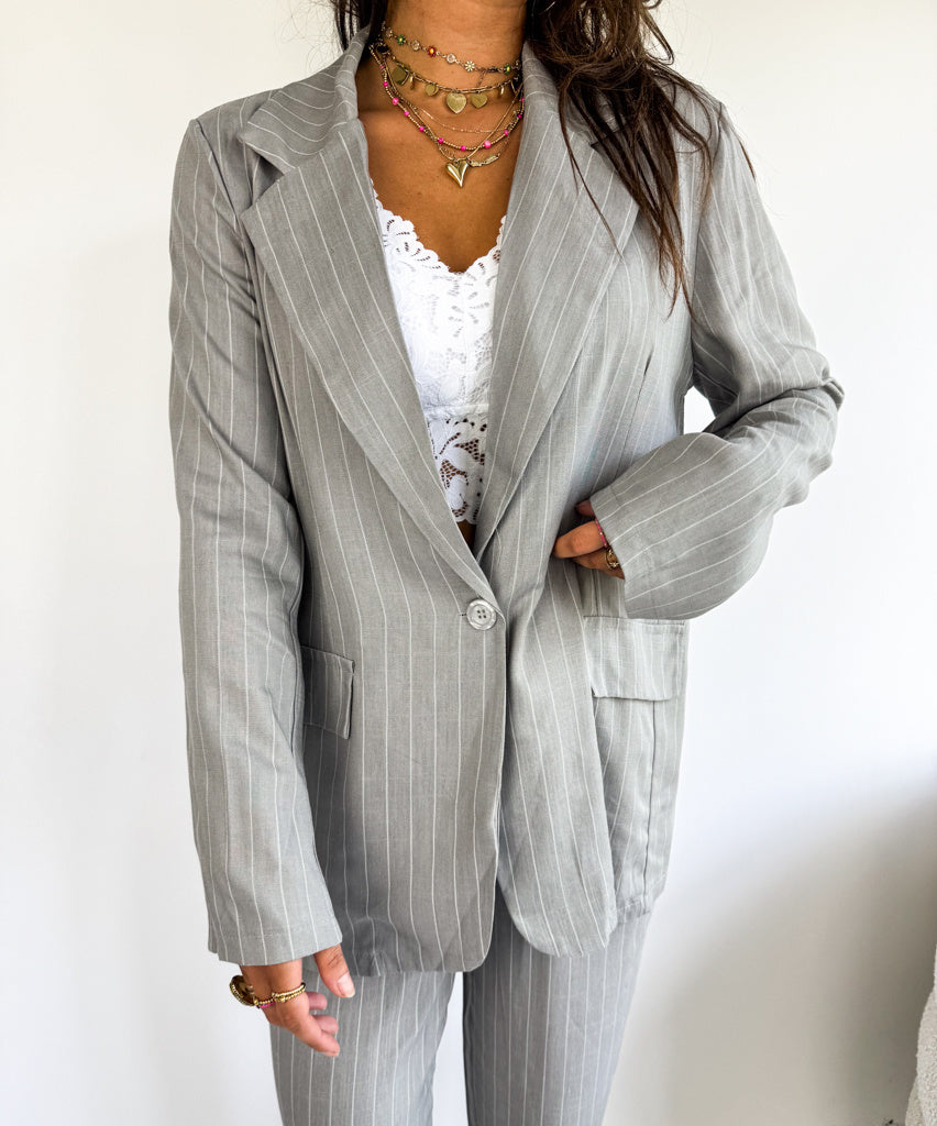 Zoe Linnen Blazer Grey